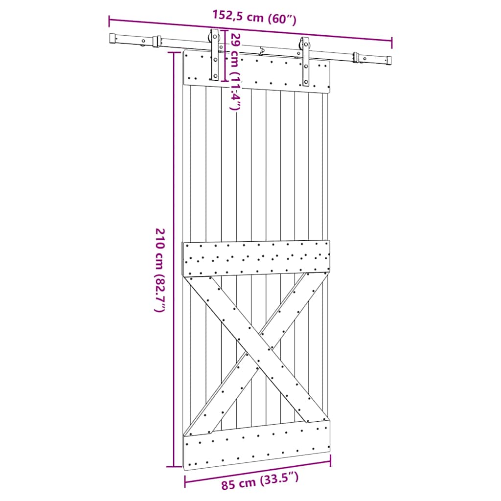 Sliding Door with Hardware Set 85x210 cm Solid Wood Pine