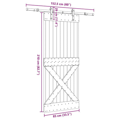 Sliding Door with Hardware Set 85x210 cm Solid Wood Pine