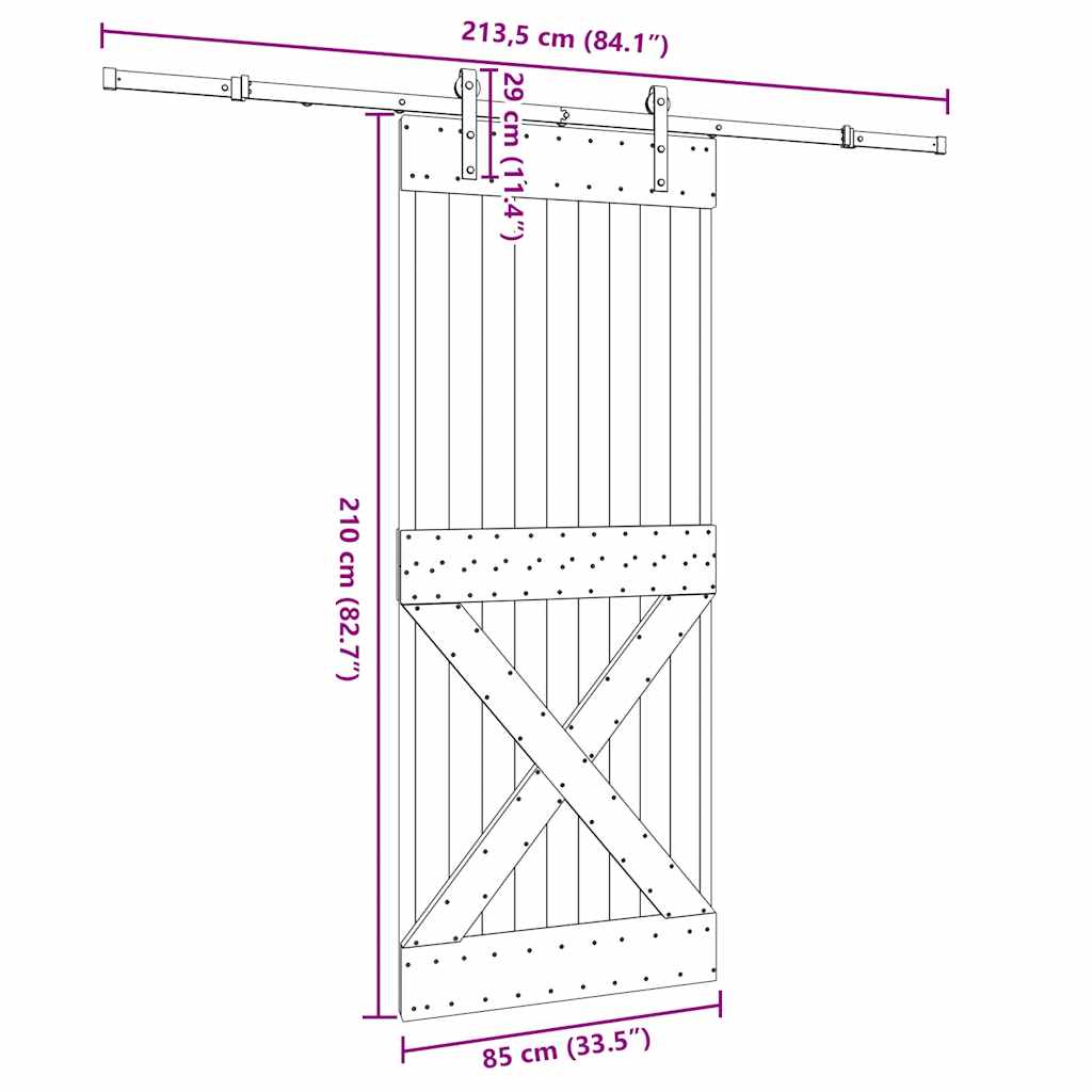 Sliding Door with Hardware Set 85x210 cm Solid Wood Pine