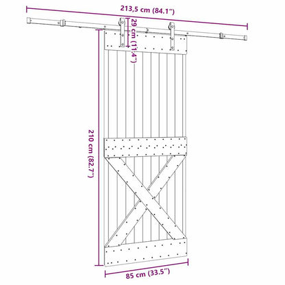 Sliding Door with Hardware Set 85x210 cm Solid Wood Pine