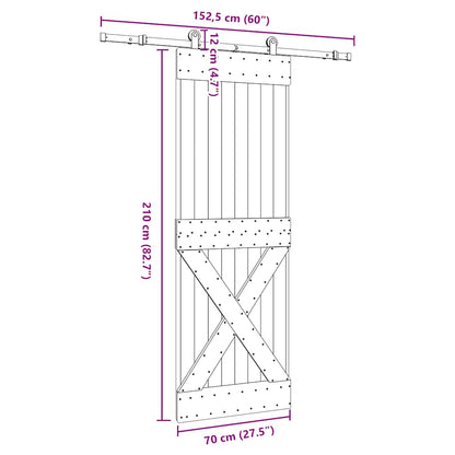 Sliding Door with Hardware Set 70x210 cm Solid Wood Pine