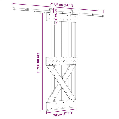 Sliding Door with Hardware Set 70x210 cm Solid Wood Pine