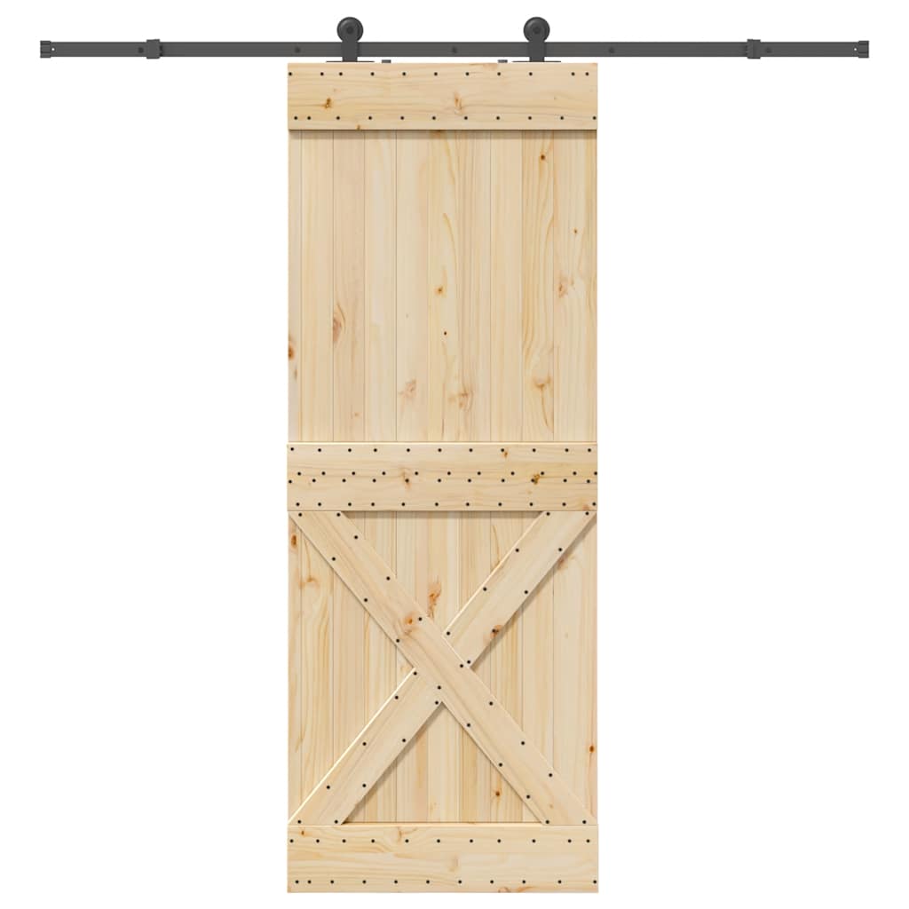 Sliding Door with Hardware Set 85x210 cm Solid Wood Pine