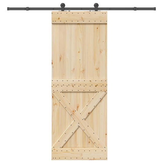 Sliding Door with Hardware Set 85x210 cm Solid Wood Pine