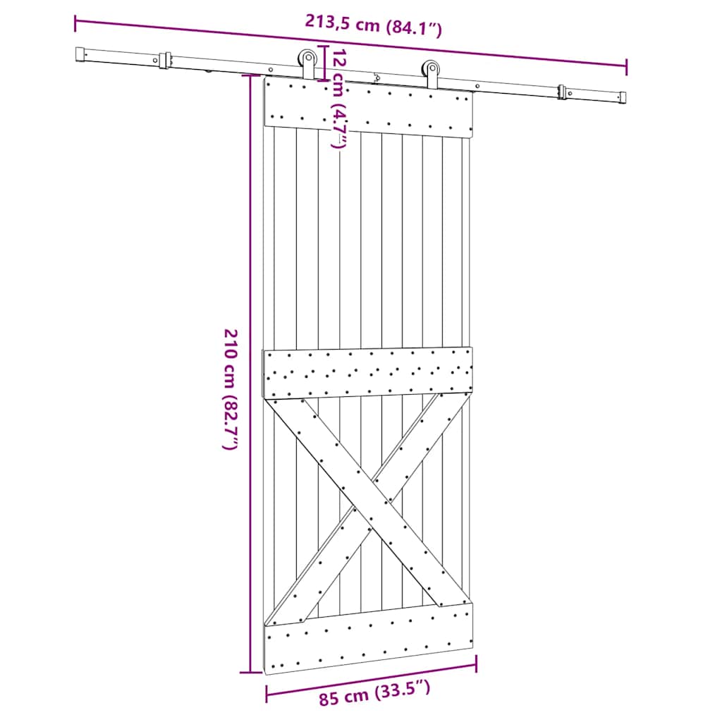 Sliding Door with Hardware Set 85x210 cm Solid Wood Pine
