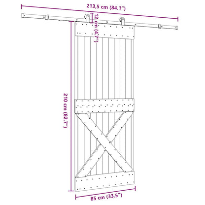 Sliding Door with Hardware Set 85x210 cm Solid Wood Pine