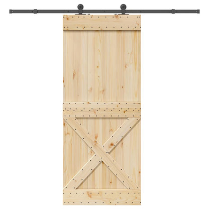 Sliding Door with Hardware Set 95x210 cm Solid Wood Pine