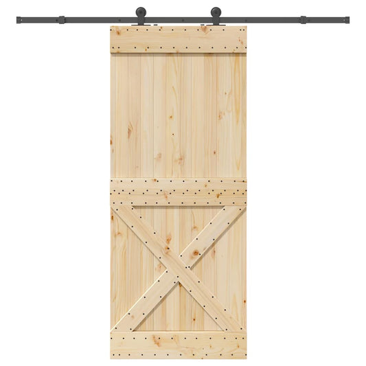Sliding Door with Hardware Set 95x210 cm Solid Wood Pine
