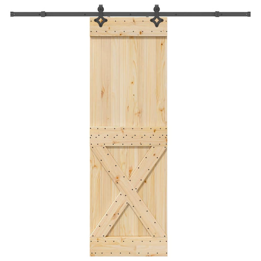 Sliding Door with Hardware Set 70x210 cm Solid Wood Pine