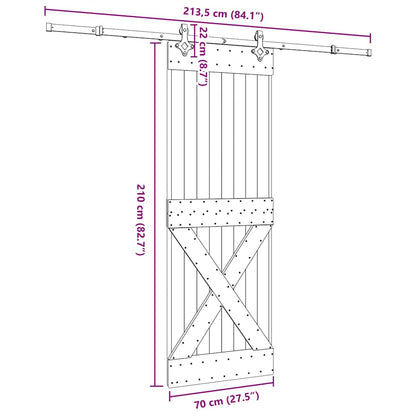 Sliding Door with Hardware Set 70x210 cm Solid Wood Pine