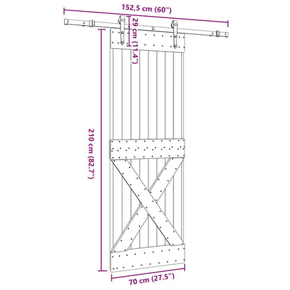 Sliding Door with Hardware Set 70x210 cm Solid Wood Pine