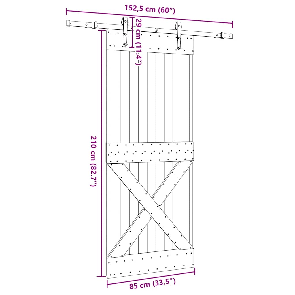 Sliding Door with Hardware Set 85x210 cm Solid Wood Pine