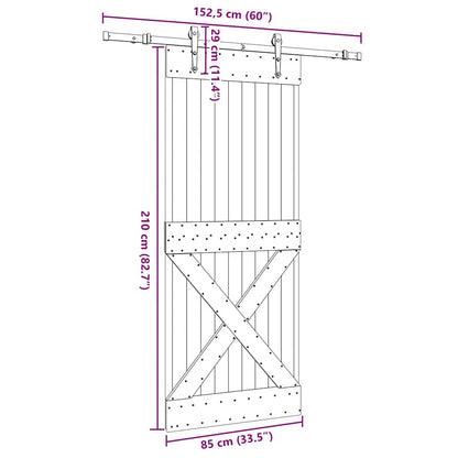 Sliding Door with Hardware Set 85x210 cm Solid Wood Pine