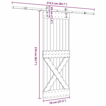 Sliding Door with Hardware Set 70x210 cm Solid Wood Pine