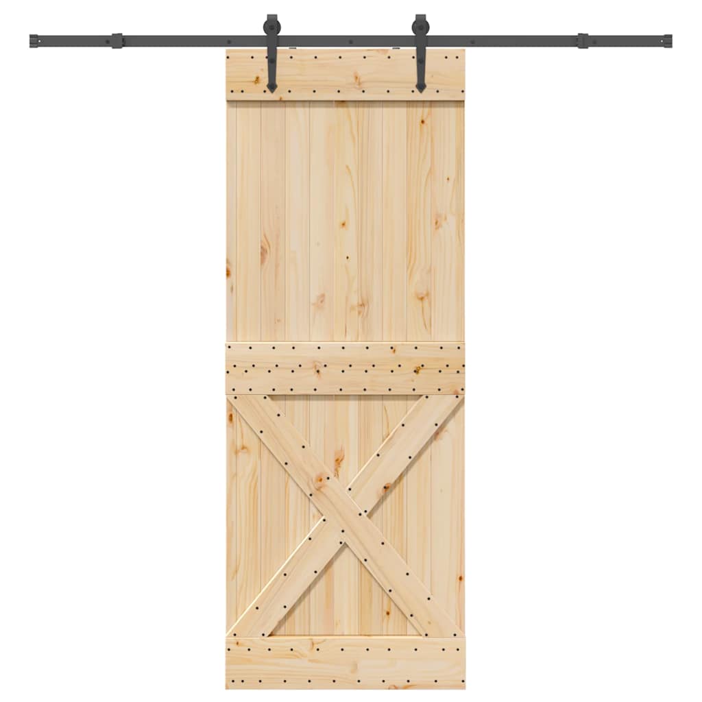 Sliding Door with Hardware Set 85x210 cm Solid Wood Pine