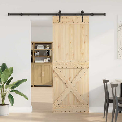 Sliding Door with Hardware Set 85x210 cm Solid Wood Pine