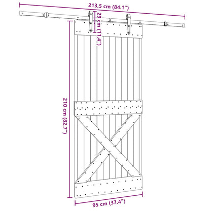 Sliding Door with Hardware Set 95x210 cm Solid Wood Pine