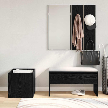 Hallway Furniture Set with Storage 5 pcs Black oak and Silver