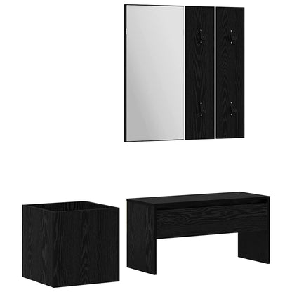 Hallway Furniture Set with Storage 5 pcs Black oak and Silver