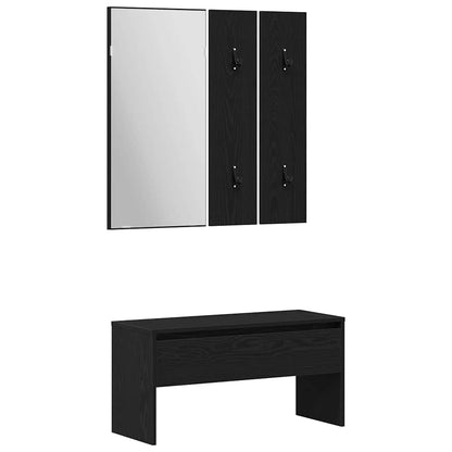 Hallway Furniture Set with Storage 5 pcs Black oak and Silver