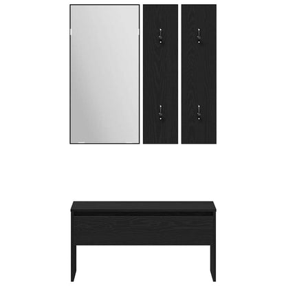 Hallway Furniture Set with Storage 5 pcs Black oak and Silver