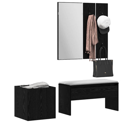 Hallway Furniture Set with Storage 5 pcs Black oak and Silver