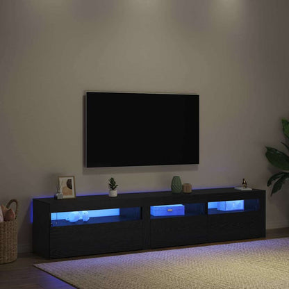 TV Cabinets 2 pcs Black oak 195 x 35 x 40 cm Engineered wood
