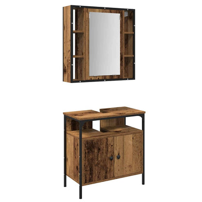 Bathroom Furniture Set with Shelf 2 pcs Brown 60 x 30 x 60 cm