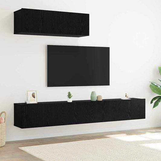 TV Cabinet Set 3 pcs Black oak 200 x 30 x 30 cm Engineered wood