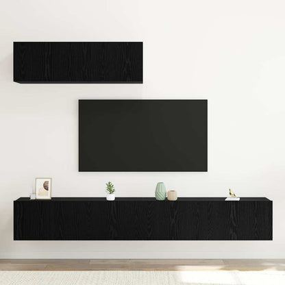 TV Cabinet Set 3 pcs Black oak 200 x 30 x 30 cm Engineered wood
