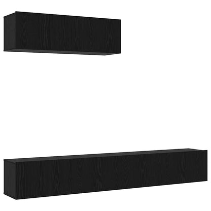 TV Cabinet Set 3 pcs Black oak 200 x 30 x 30 cm Engineered wood