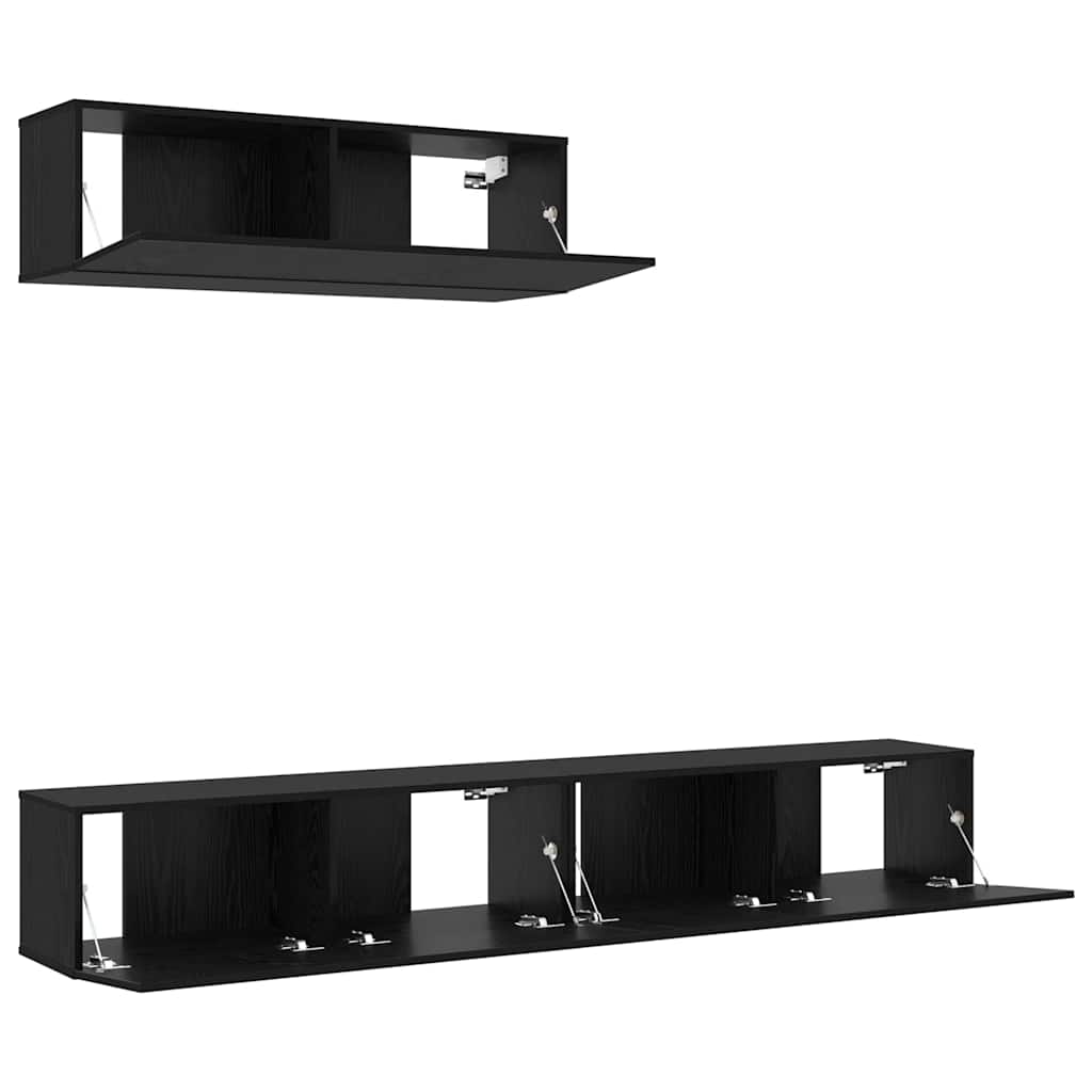 TV Cabinet Set 3 pcs Black oak 200 x 30 x 30 cm Engineered wood
