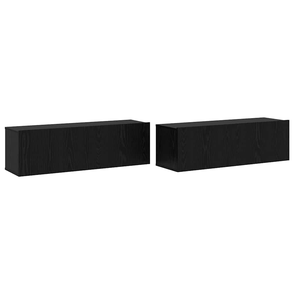 TV Cabinet Set 3 pcs Black oak 200 x 30 x 30 cm Engineered wood