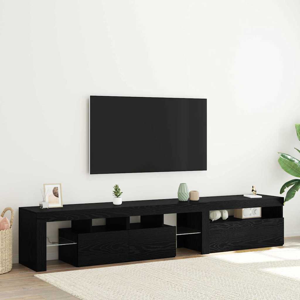TV Cabinet 2 pcs Black Oak 215 x 37 x 40 cm Engineered Wood