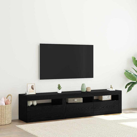 TV Cabinets 2 pcs Black oak 180 x 35 x 40 cm Engineered wood