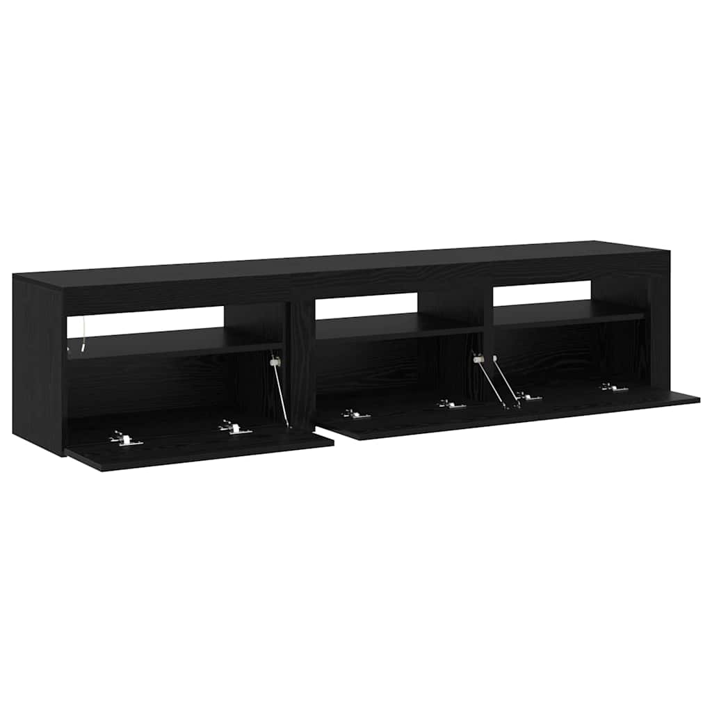 TV Cabinets 2 pcs Black oak 180 x 35 x 40 cm Engineered wood