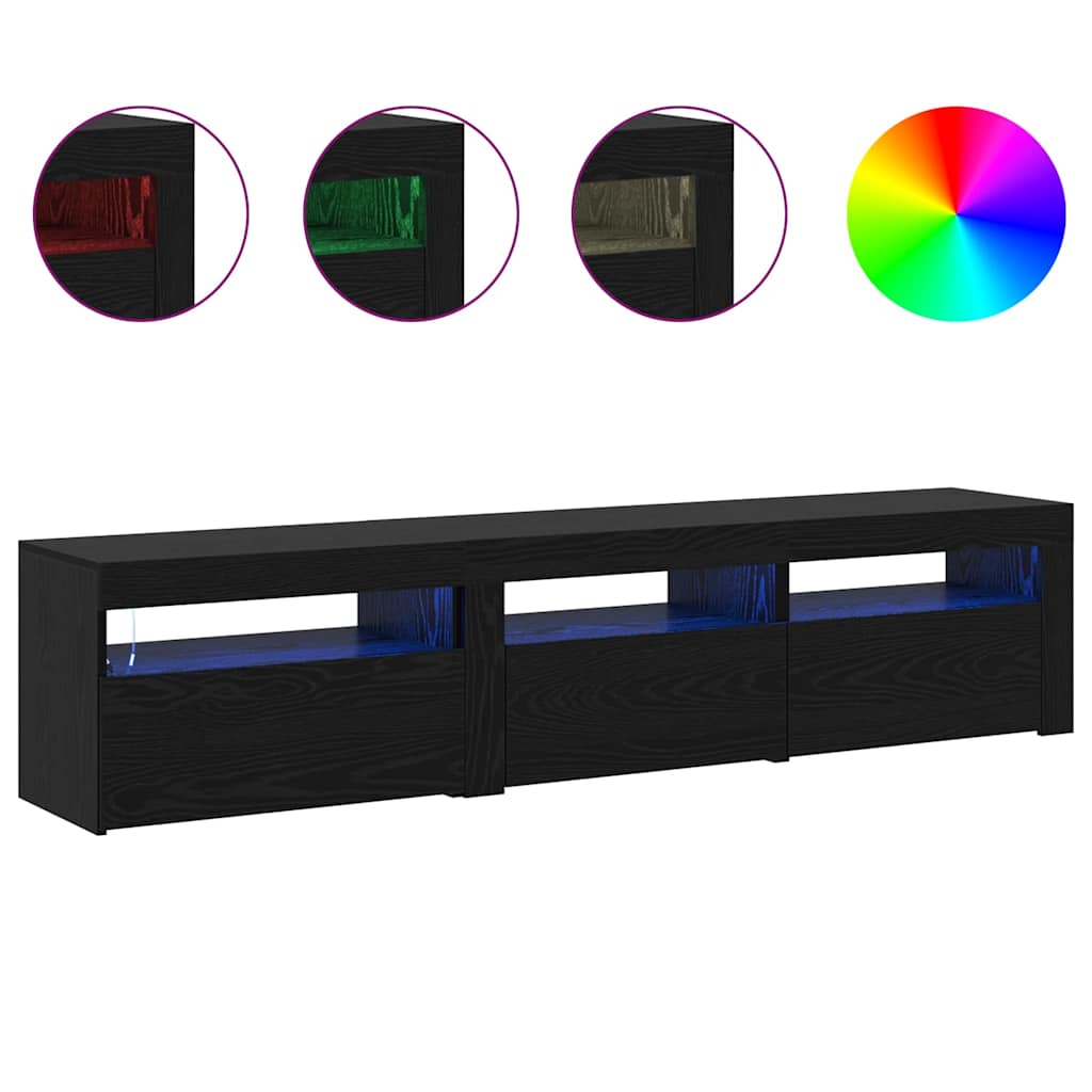 TV Cabinets 2 pcs Black oak 180 x 35 x 40 cm Engineered wood