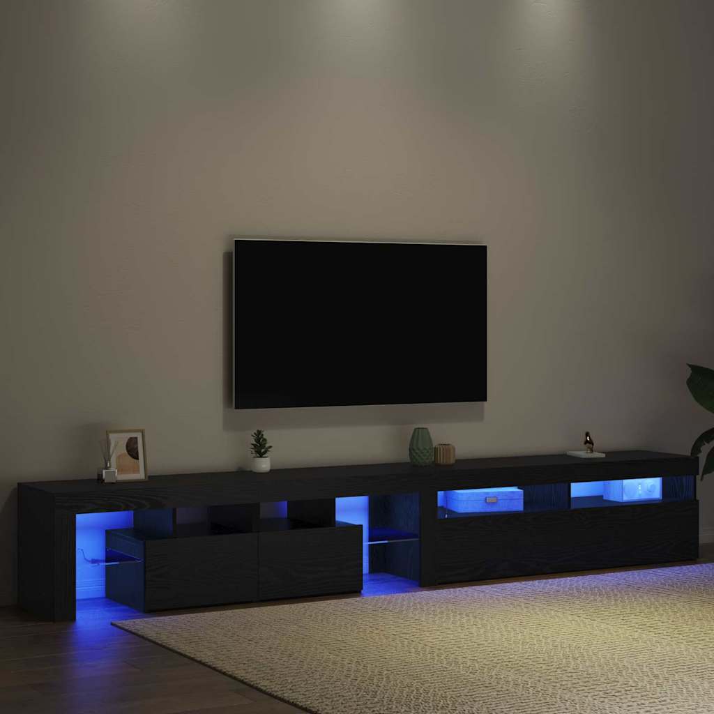 TV Cabinets 2 pcs Black oak 260 x 36.5 x 40 cm Engineered wood
