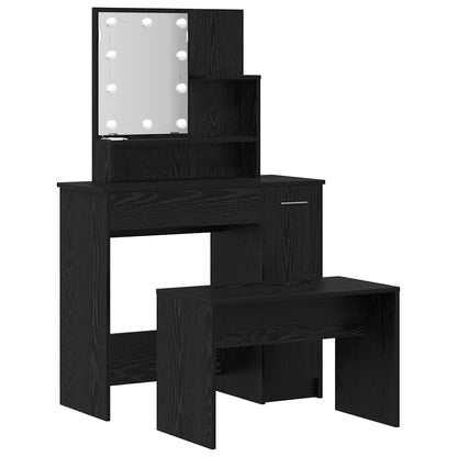 Dressing Table Set Black oak 86.5 x 35 x 136 cm Engineered wood