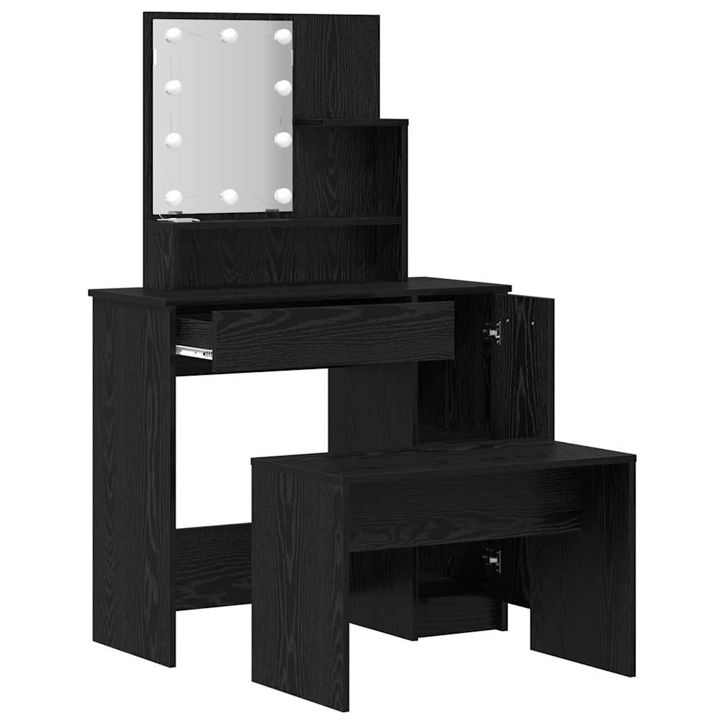 Dressing Table Set Black oak 86.5 x 35 x 136 cm Engineered wood