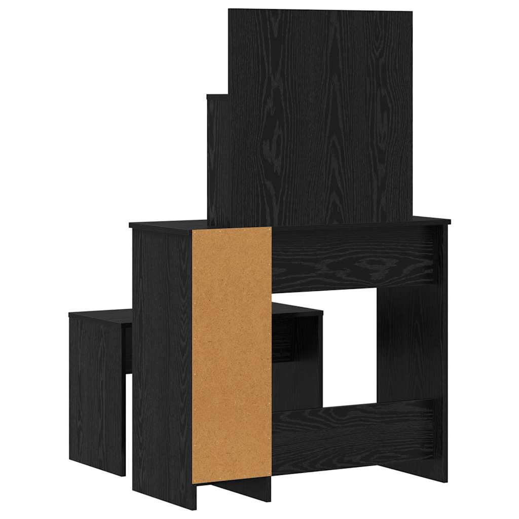 Dressing Table Set Black oak 86.5 x 35 x 136 cm Engineered wood