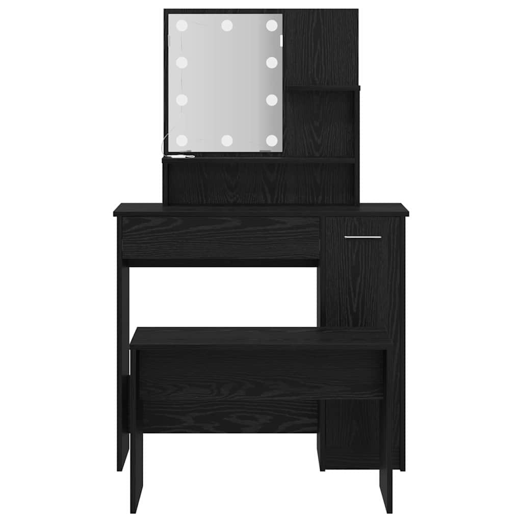 Dressing Table Set Black oak 86.5 x 35 x 136 cm Engineered wood
