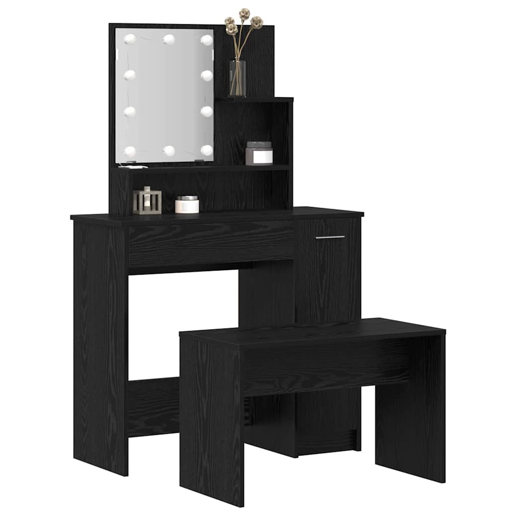 Dressing Table Set Black oak 86.5 x 35 x 136 cm Engineered wood