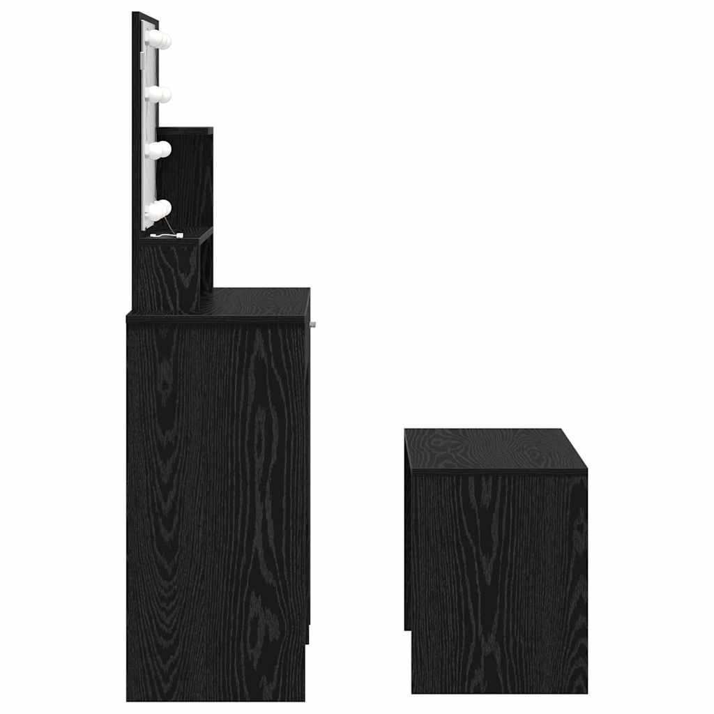 Dressing Table Set Black oak 86.5 x 35 x 136 cm Engineered wood