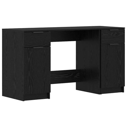 Desk with Drawer Black oak 133 x 50 x 75 cm Engineered wood