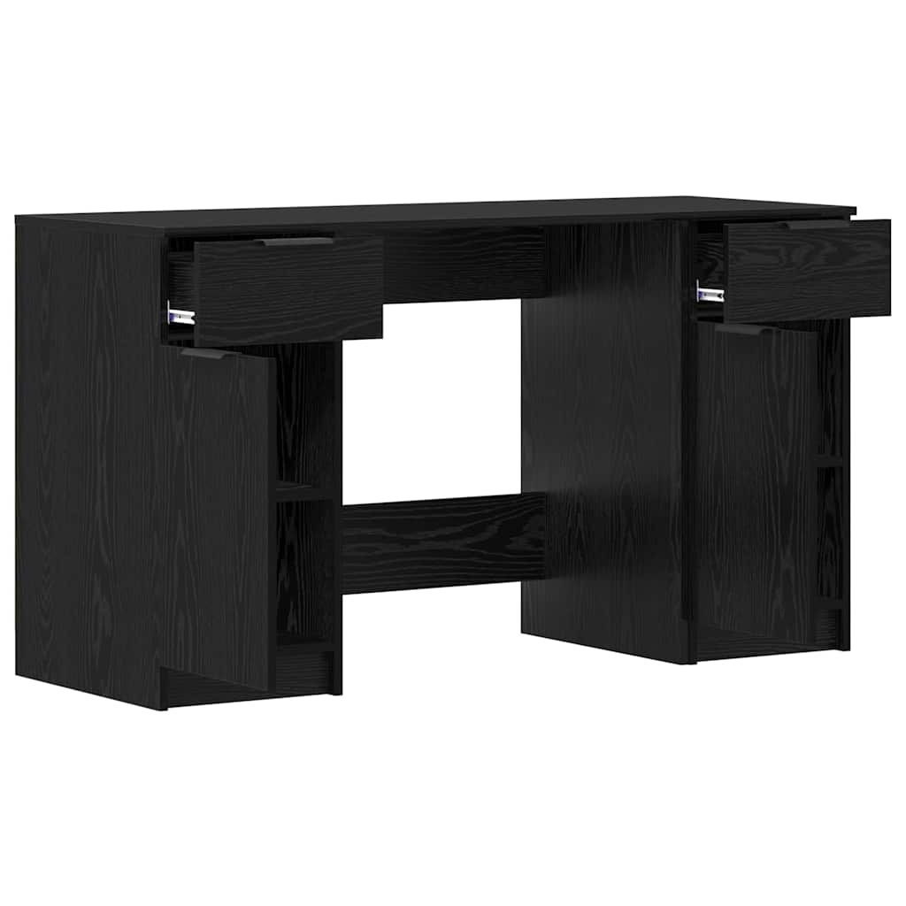 Desk with Drawer Black oak 133 x 50 x 75 cm Engineered wood
