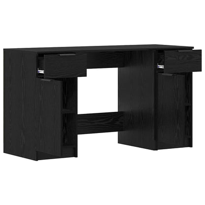 Desk with Drawer Black oak 133 x 50 x 75 cm Engineered wood