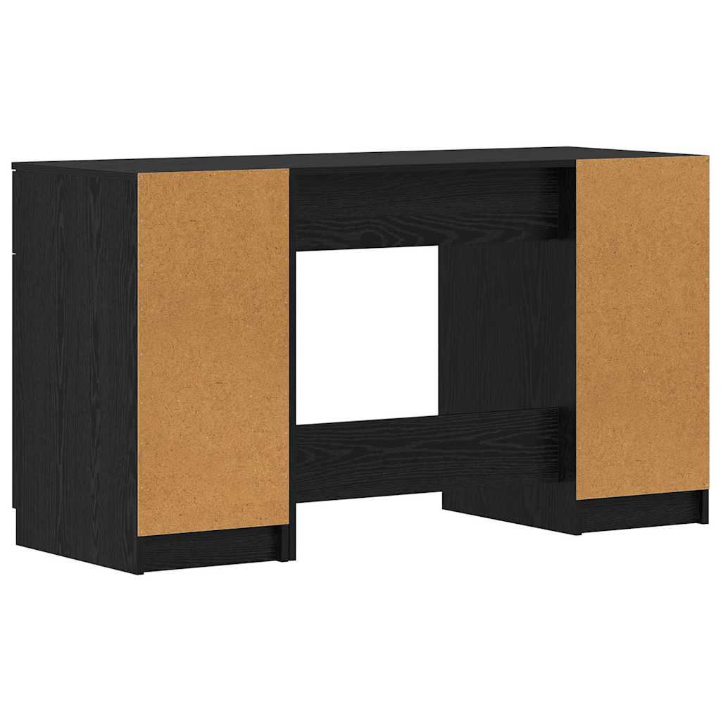 Desk with Drawer Black Oak 133 x 50 x 75 cm Engineered Wood