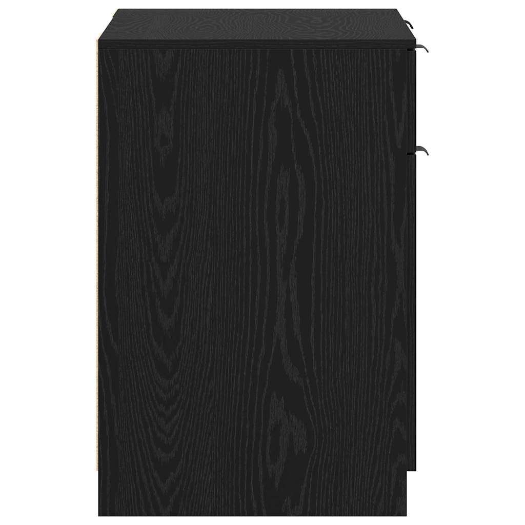 Desk with Drawer Black oak 133 x 50 x 75 cm Engineered wood