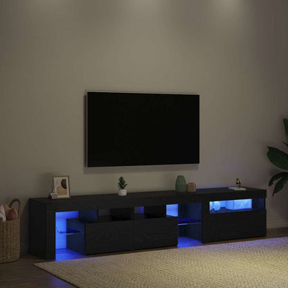 TV Cabinets with LED Lights 2 pcs Black Oak Large